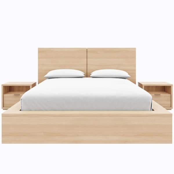Bogart 4-Piece Natural Blonde Oak Wood Queen Size Bedroom Set