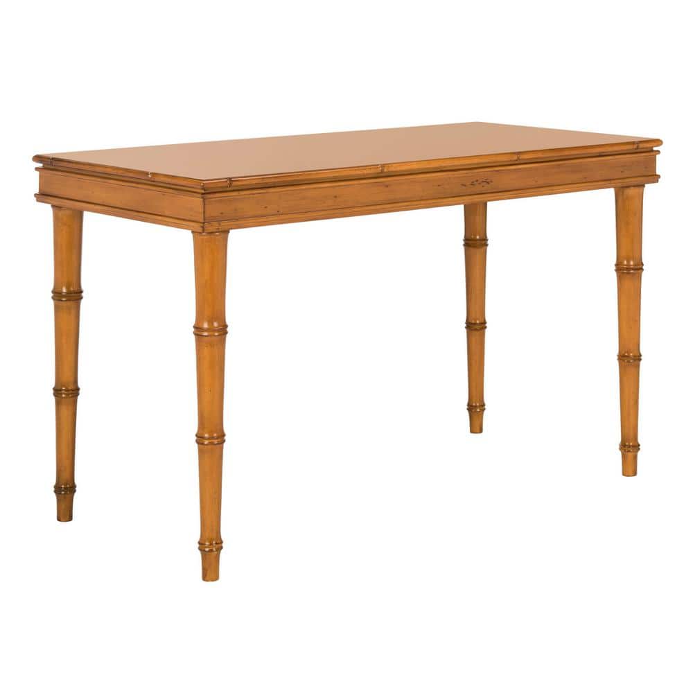 Transitional Bamboo-Inspired Single Drawer Writing Desk - Brown