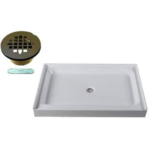 48 in. L x 36 in. W Single Threshold Shower Base with Center Brass Drain in Oil Rubbed Bronze