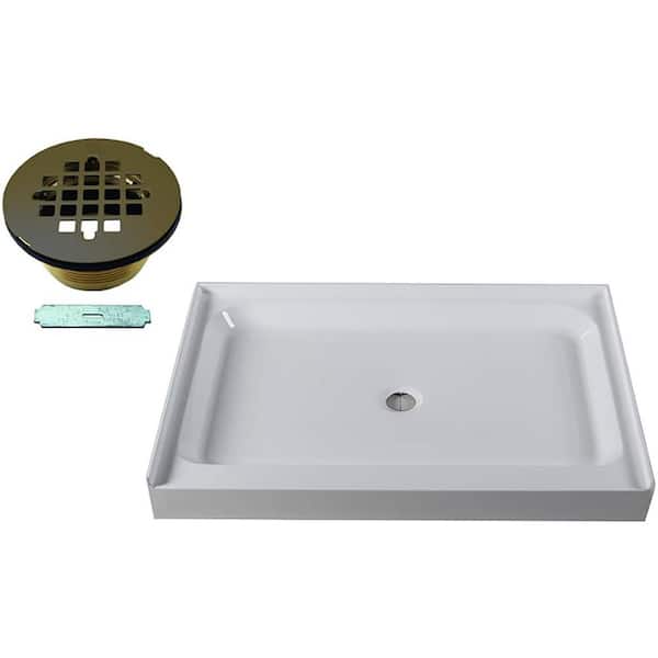 Westbrass 48 in. L x 36 in. W Single Threshold Shower Base with Center Brass Drain in Oil Rubbed Bronze
