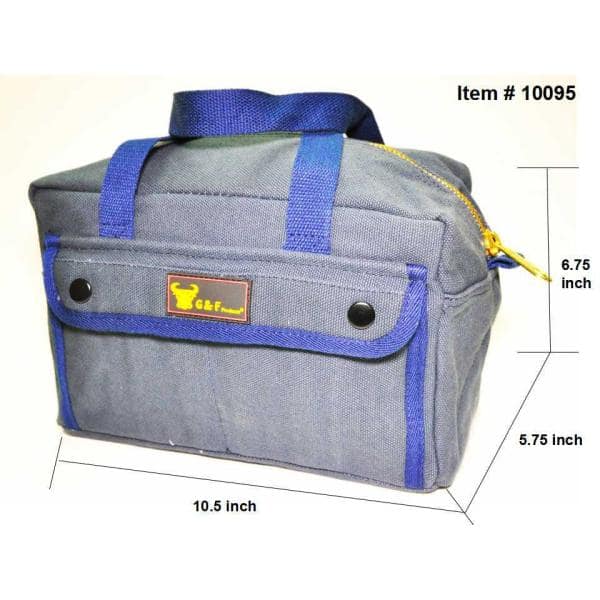 Navy Blue Heavy-Duty Canvas Mechanics Tool Bag with Brass Zipper
