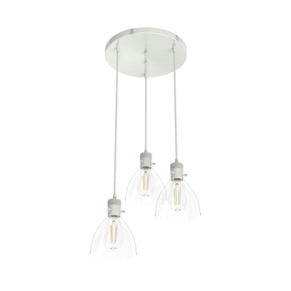 Hunter Van Nuys 3 Light Brushed Nickel Waterfall Chandelier with Clear Glass Shades Dining Room Light