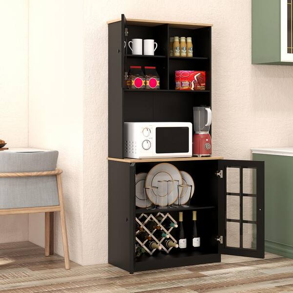 Costway Black Wood 43.5 in. Buffet Sideboard Kitchen Cupboard Storage  Cabinet with 2-Drawers and 3-Doors HW65638BK - The Home Depot