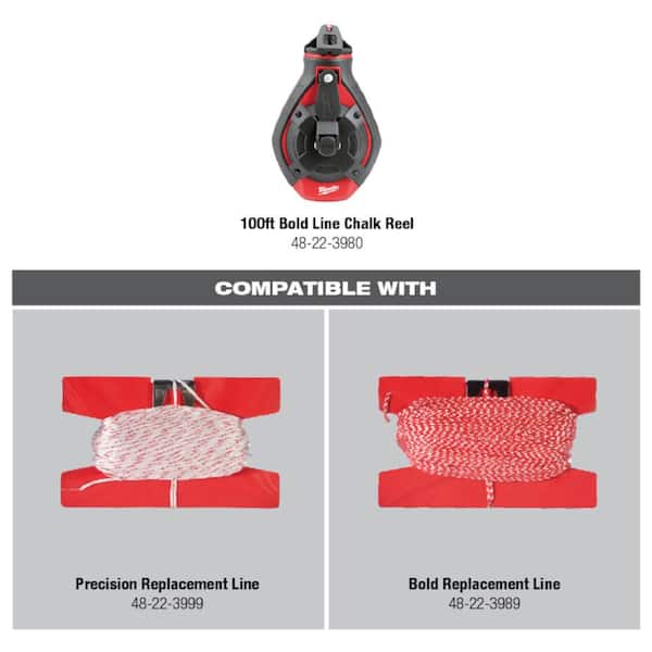 100 ft. Bold Line Chalk Reel Kit with Red Chalk and Fastback Compact Folding Utility Knife