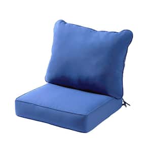 24 in. x 24 in. 2-Piece Deep Seating Outdoor Lounge Chair Cushion Set in Marine Blue