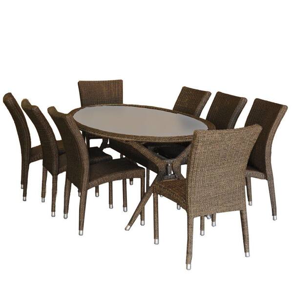 Atlantic Contemporary Lifestyle Bari Oval 9-Piece Synthetic All-Weather Wicker Patio Dining Set
