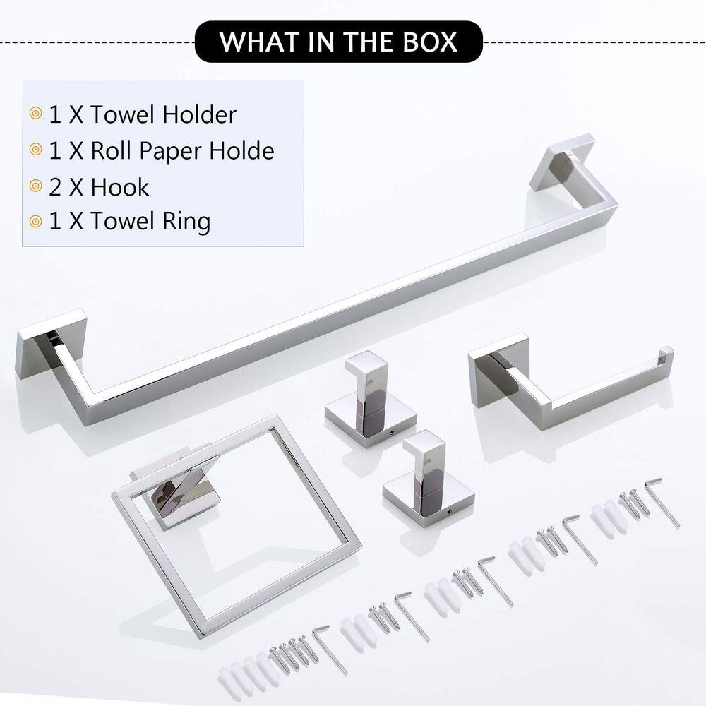 Chrome Stainless Steel Wall-Mounted Bathroom Towel Rack Set