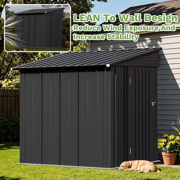 Patiowell 8 ft. W x 4 ft. D Outdoor Storage Shed, Lean to Storage
