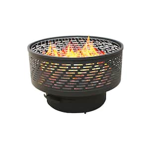 26in. Portable Charcoal Burning Light-Weight Outdoor Firepit With Grill Lid Backyard Fireplace for Camping & Bonfire