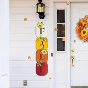 42 in. H Fall Wood Stacked Pumpkin Porch Decor