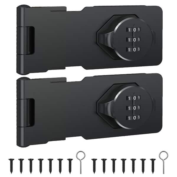 2-Pack Cabinet Password Hasp Lock, Keyless Combination Lock for Small Doors, Bathroom and Garage, Black