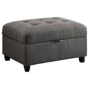 Grey Stonenesse Storage Ottoman with Button Tufting