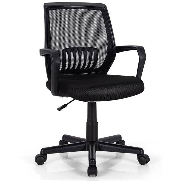 Costway Black Mid-Back Mesh Chair Height Adjustable Executive Chair with Lumbar Support