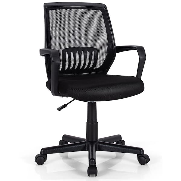 Costway Black Fabric Ergonomic Chairs with Arms