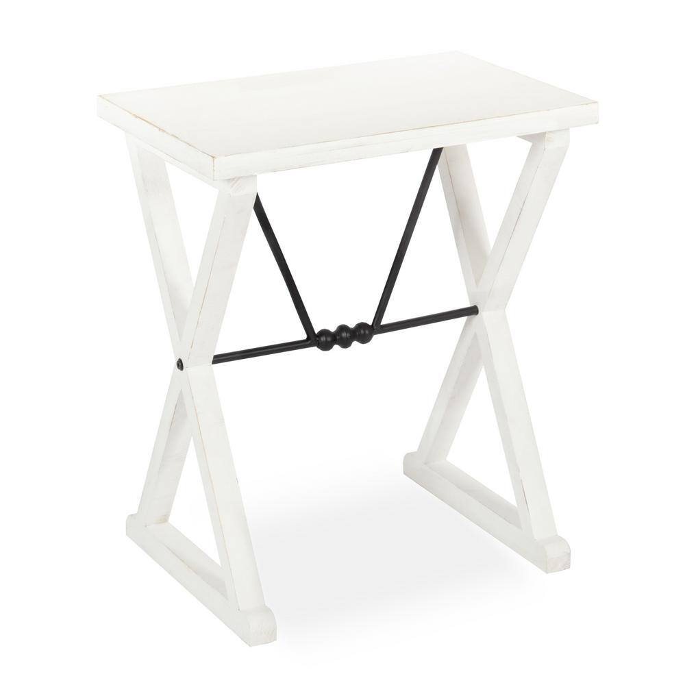 Travere 22 in. White Rectangle Wood End Table