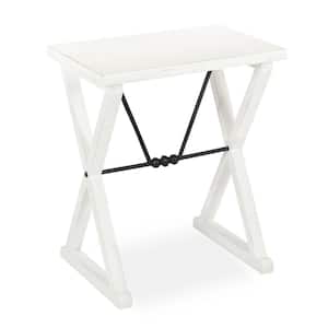 Travere 22 in. White Rectangle Wood End Table