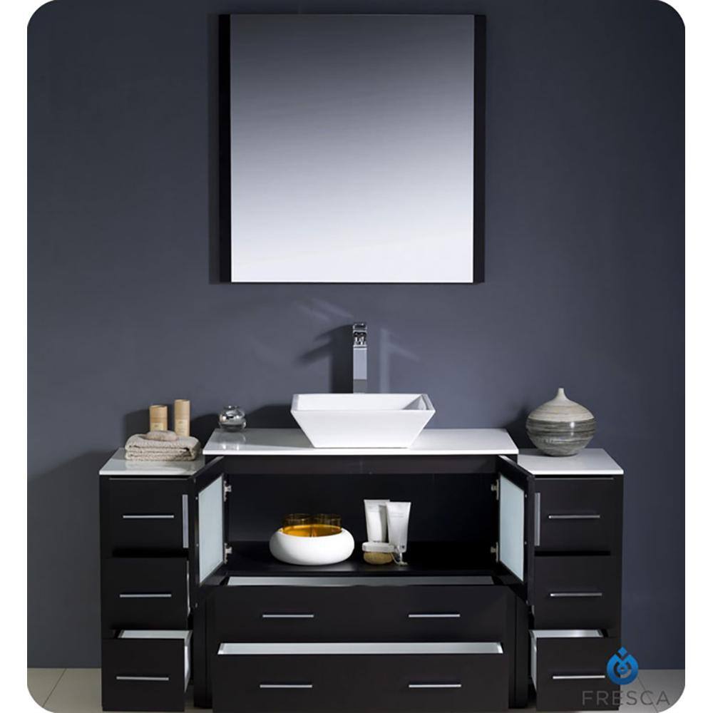Espresso Engineered Wood 60" Freestanding Modern Vanity Base