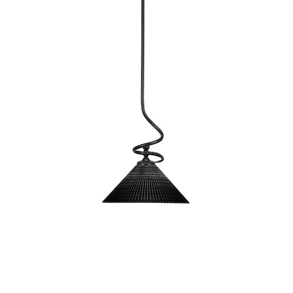 Unbranded Royale 100 W 1-Light Matte Black Standard Mini Pendant Light with Glass Shade