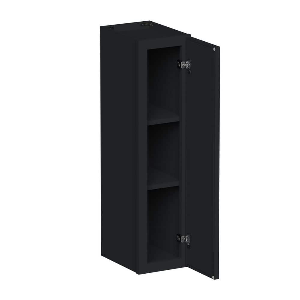 9 in W x 12 in D x 36 in H HDF Ready to Assemble Standard Wall Cabinet in Ebony Black with 1-Door, 2-Shelf price history on PriceWatchPro