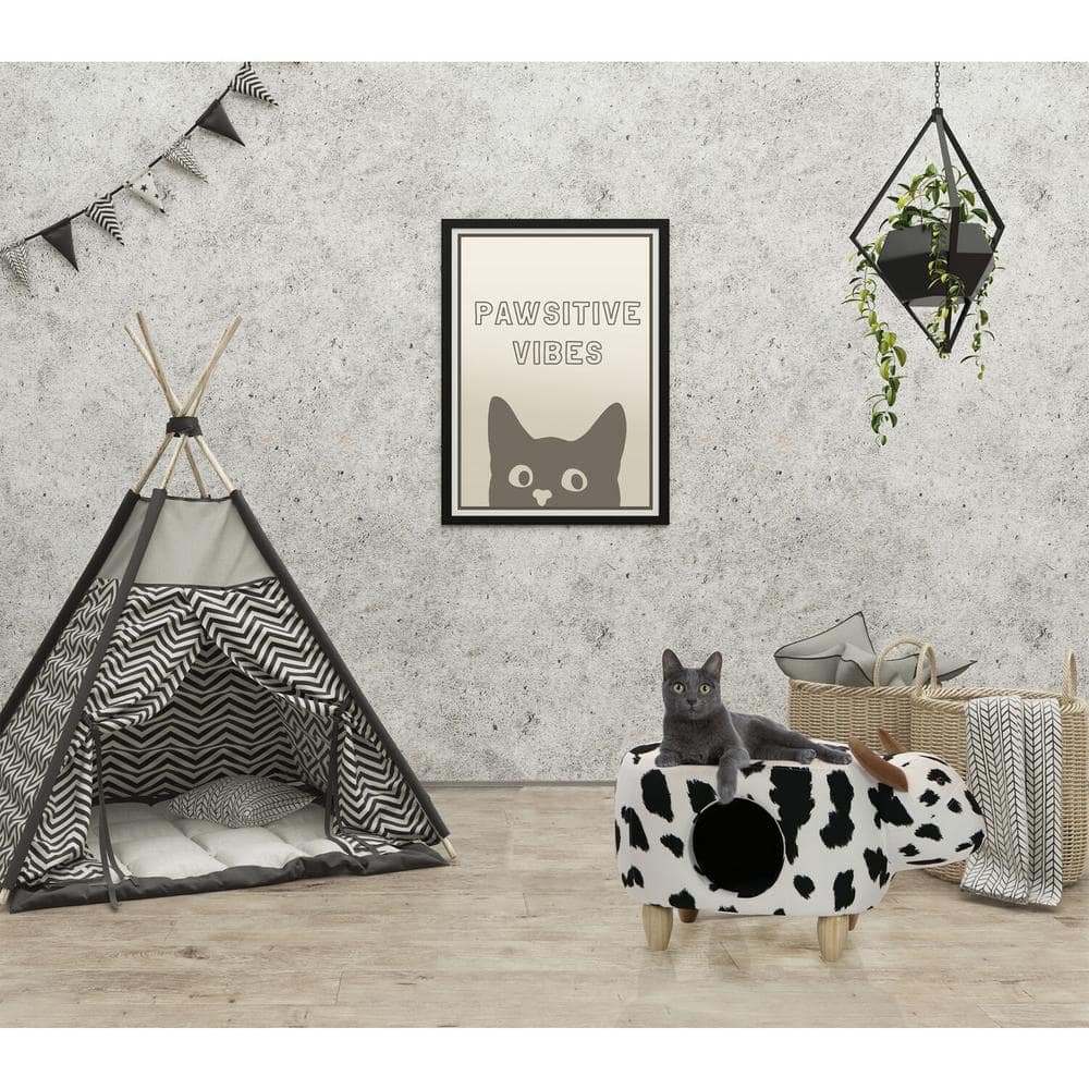 Black and White Cow Animal Shape Pet House Ottoman