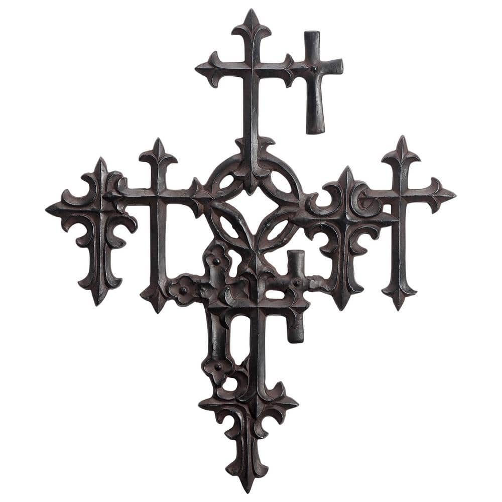 Cross Pattern Design Cast Iron Finish Wall Art 51190 - The Home Depot