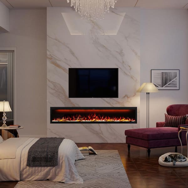 88 in. Wall Mounted/Embedded Electric Fireplace Insert with WIFI and Remote Control