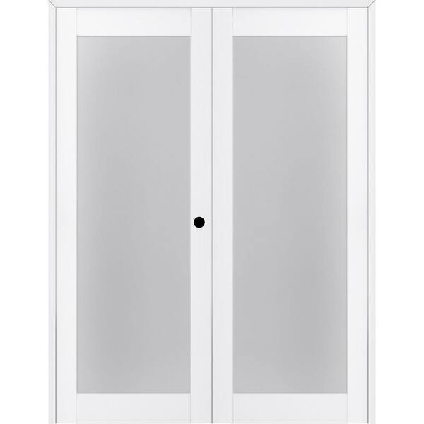 Belldinni Paola 207 72 in.x 84 in. Left Hand Active Frosted Glass Bianco Noble Finished Wood Composite Double Prehung French Door