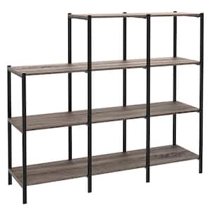 4-Tier Weathered Gray Freestanding Shelving Unit for Living Rooms and Home Offices