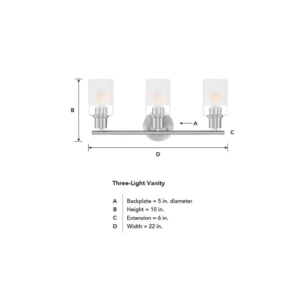 Cedar Lane Brushed Nickel 3-Light Vanity Fixture