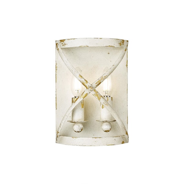 Alcott 2 Light Antique Ivory Wall Sconce with No Shade