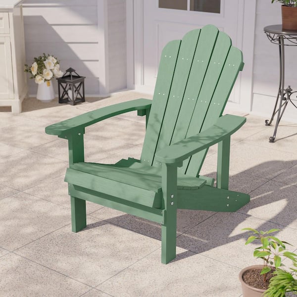 Dark Green HIPS Plastic Weather Resistant Adirondack Chair for Outdoors (1-Pack)