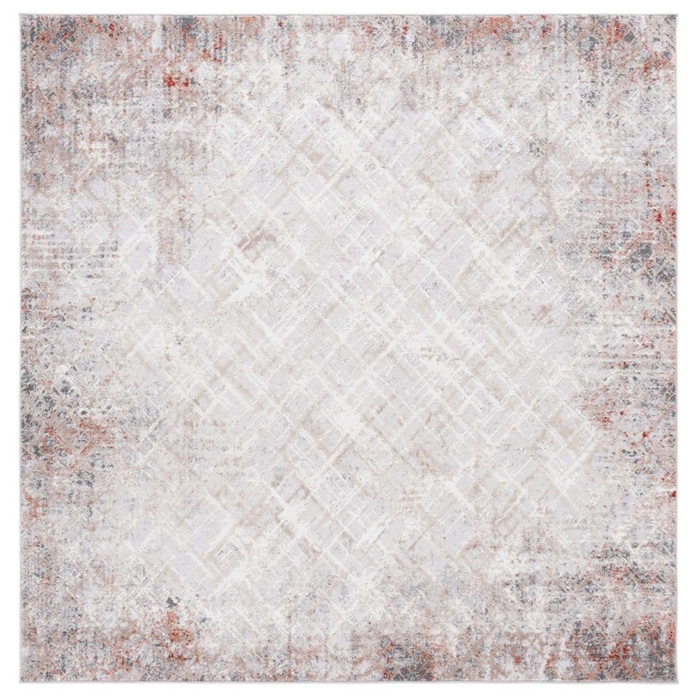 SAFAVIEH Vogue 7 ft. x 7 ft. Rust/Gray Distressed Diamond Square Area ...