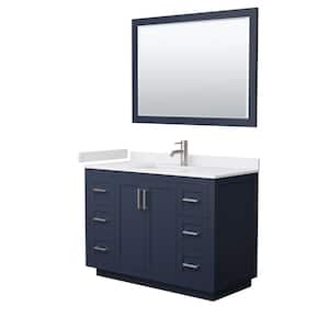 Miranda 48 in. W Single Bath Vanity in Dark Blue with Cultured Marble Vanity Top in White with White Basin and Mirror