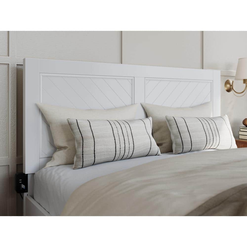 Walnut Full Platform Bed with Trundle and USB Charger