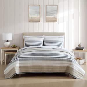 Dover Cotton 3-Piece Beige/Grey Full Queen Quilt Set