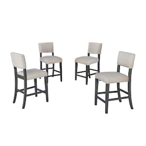 Chalice 25 in. H Rustic Grey Counter Height Wood Bar Stools Set of 4
