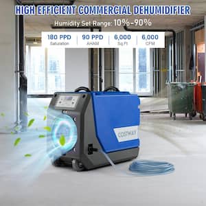 180-Pint Bucketless Dehumidifier Commercial Dehumidifier Industrial Dehumidifier with Pump & Drain Hose