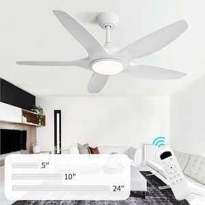 48 in. Indoor/Outdoor Integrated LED White Downrod Modern Ceiling Fan with Light Kit and 6-Speed DC Remote