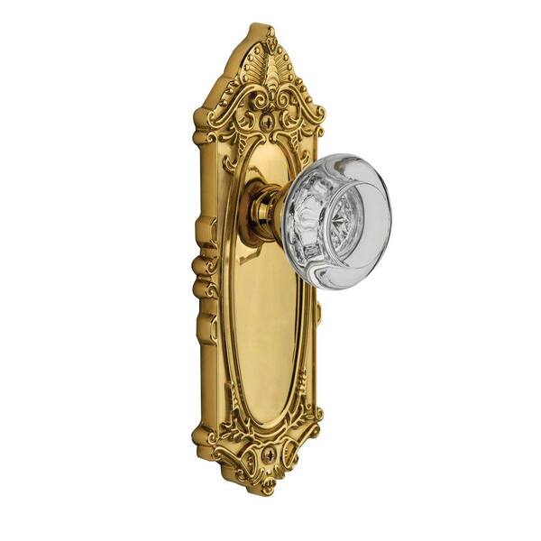 Unbranded Grandeur Polished Brass Double Dummy Grande Victorian Plate with Bordeaux Crystal Knob