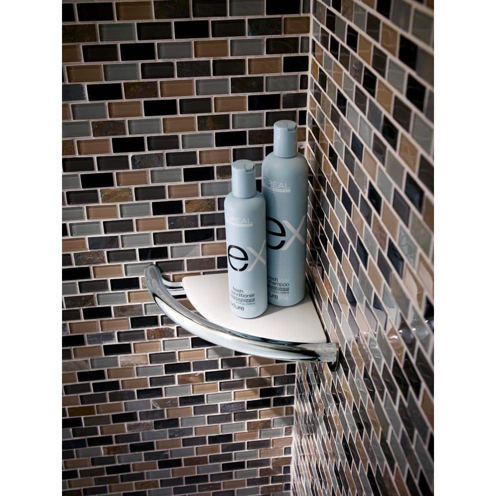 Delta Polished Chrome 8.5" Corner Shelf with Integrated Assist Bar