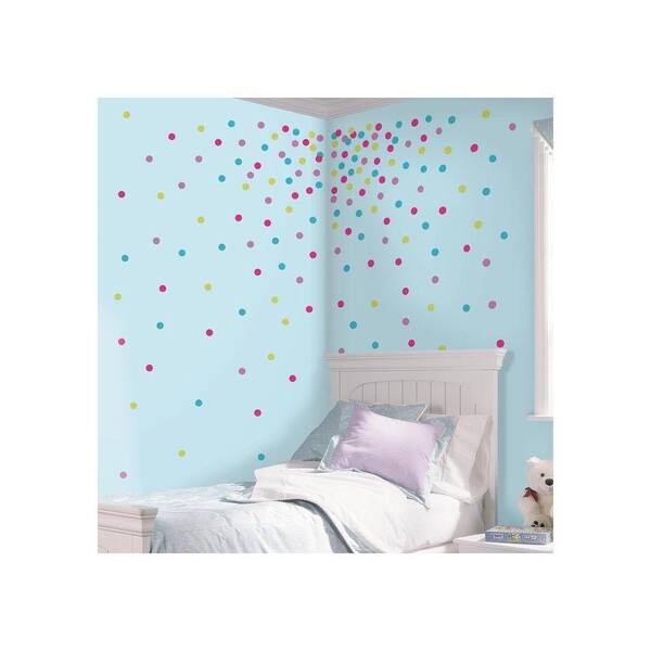 RoomMates 5 in. x 11.5 in. Multi Glitter Confetti Dots Peel and Stick Wall Decal