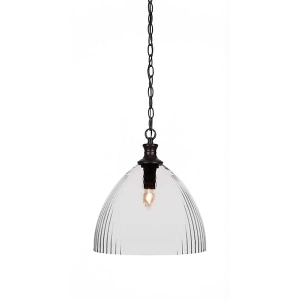 Unbranded Orleans 60-Watt 1-Light Matte Black Shaded Mini Pendant Light with Glass Shade