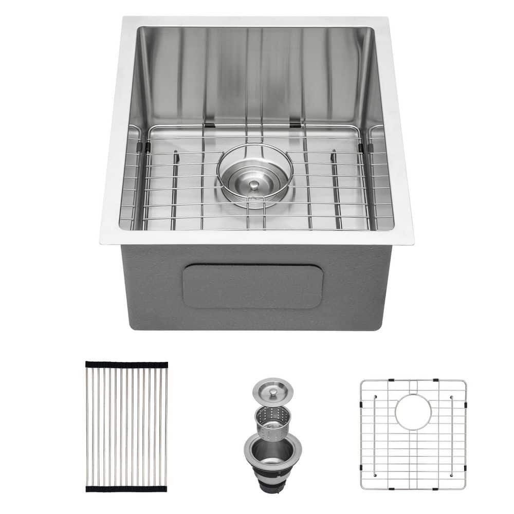 15 in. Undermount Single Bowl 16 Gauge Brushed Nickel Stainless Steel Kitchen Sink with Drain price history on PriceWatchPro