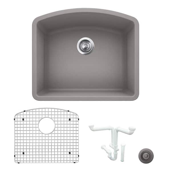 Blanco Diamond 24 In Undermount Single Bowl Metallic Gray Granite   Metallic Gray Blanco Undermount Kitchen Sinks Ka 440173 64 600 