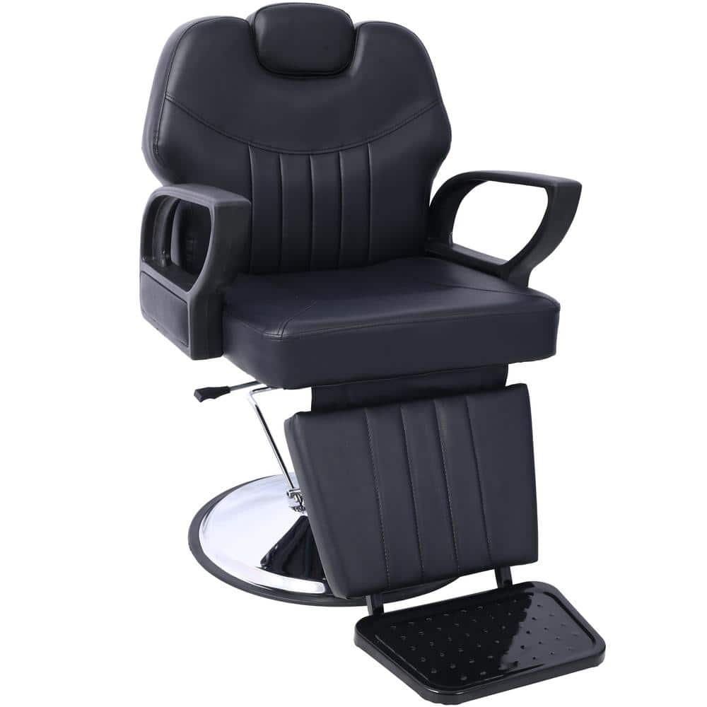 PU Leather Seat Reclining Salon Chair in Black Duty Hydraulic Extra Wider S