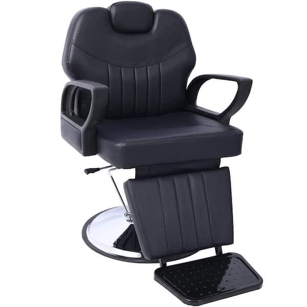 Unbranded PU Leather Seat Reclining Salon Chair in Black Duty Hydraulic Extra Wider Shampoo Chair Beauty Salon Hairdresser Chair
