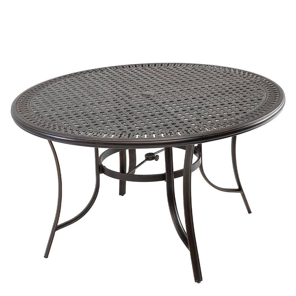 Reviews for Mondawe Patio Black Gold Round Cast Aluminum Outdoor Dining