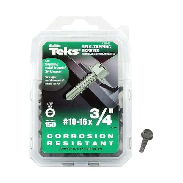 Teks #10-16 x 3/4 in. Hex Slot Hi-Hat Serrated Corrosion Resistant Screw (150-Pack)