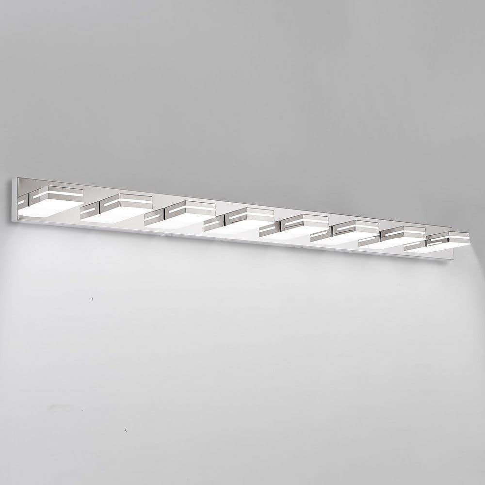 63 in. 8-Light Chrome Integrated LED Vanity Light Bar with Energy-Efficient
