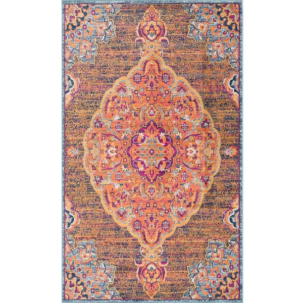 Rug Branch Savannah Rust 2 ft. 3 in. x 5 ft. Traditional Doormat Area Rug Entrance Floor Mat